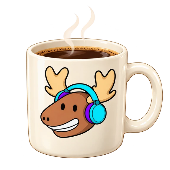 A coffee cup with the MixMoose logo